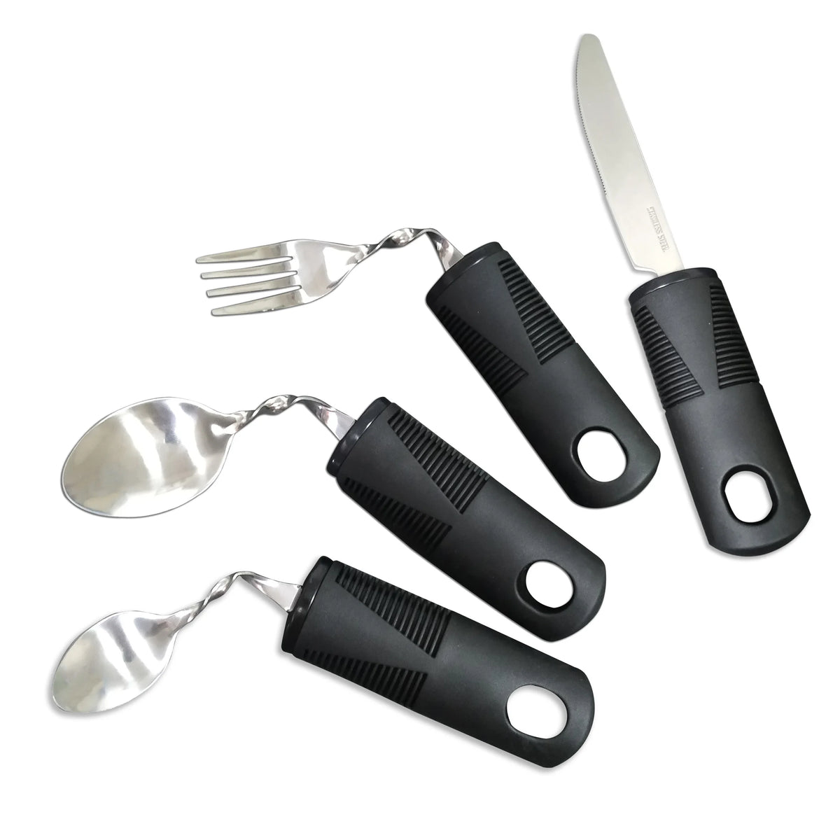 Elderly Arthritis Aid Adaptive Eco-Friendly Stainless Steel Silverware Set Hand Grip Fork Spoon for Parkinson Dinnerware Sets