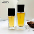 Manufacturer 100ml Rectangular Perfume Spray Glass Bottle with Wooden Cap and Pump Sayer 50ml Version Also Available