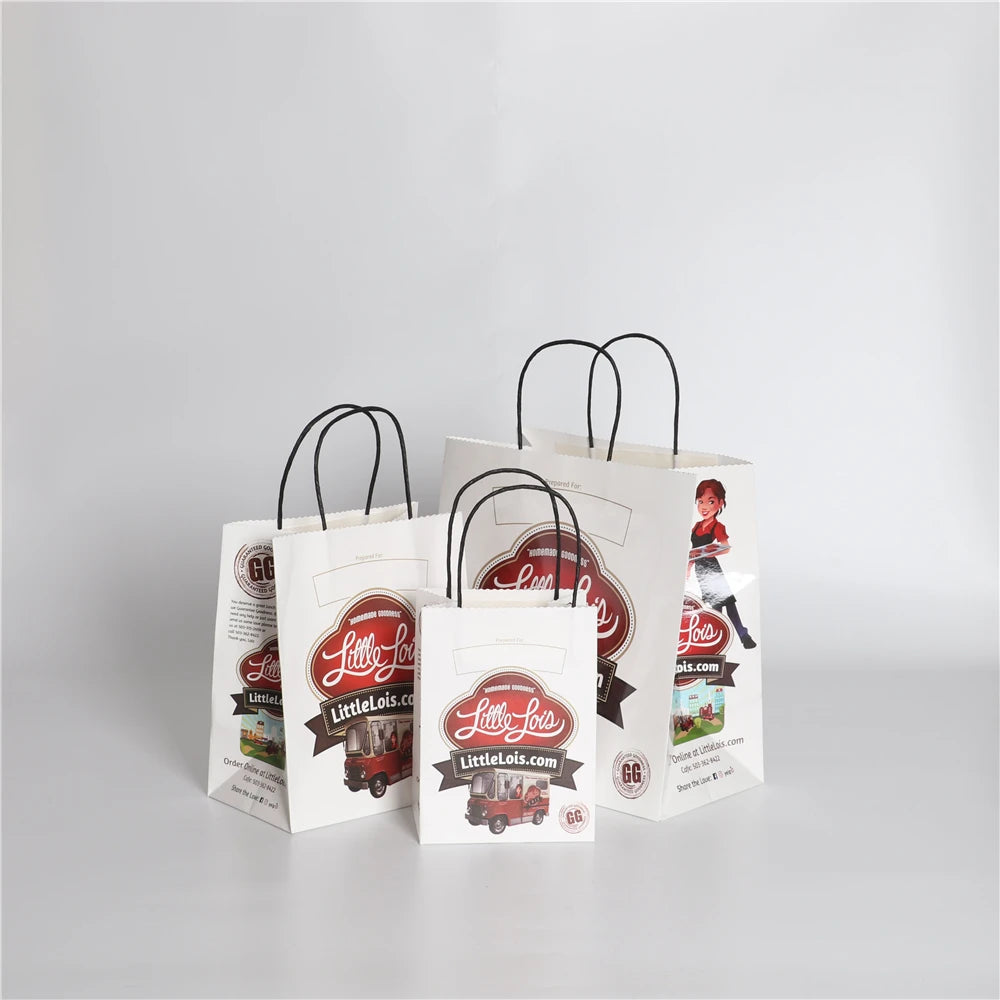 Wholesale Custom Print logo White Kraft Paper Bag Brown Kraft Paper Bags Black Bag
