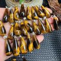 Handmade 925 Sterling Silver Spiritual Healing Crystal Natural tiger Eye Drop Pendant for Anti Stress and Anxiety