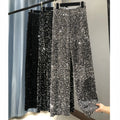 Women Velvet Sequined Breathable Casual Long Pants High Waist Loose Party Stage Wear Autumn Winter Lady Shiny Wide Leg Pants MegaBDM