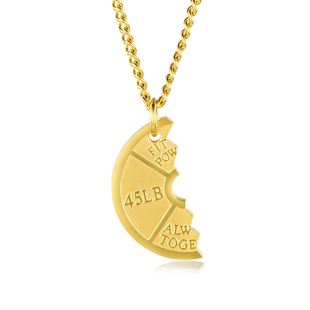Creative Stainless Steel Titanium Steel Sports Necklace Wholesale Barbell Piece Sport Style Gold Plated Black Necklace