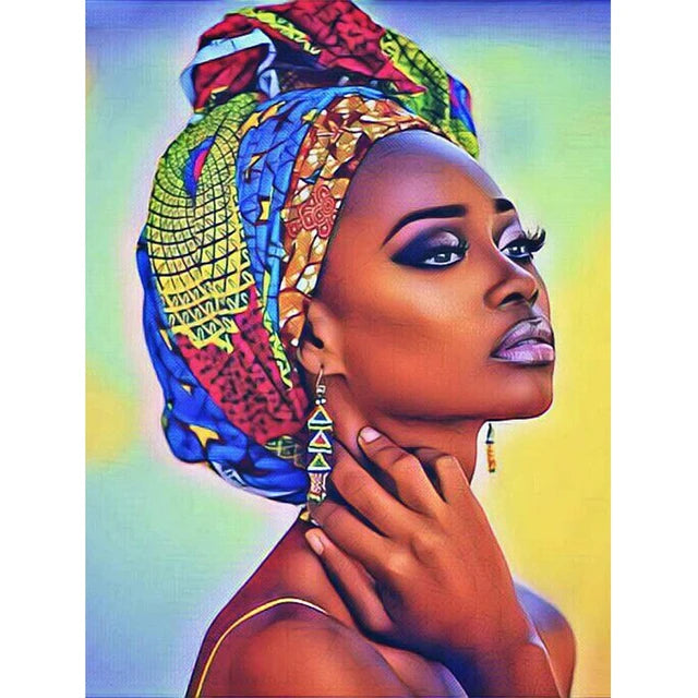 5D DIY Black Women African Girl Printed Pictures Embroidery Cross Stitch Mosaic Full Drill Square AB Diamond Painting for Home