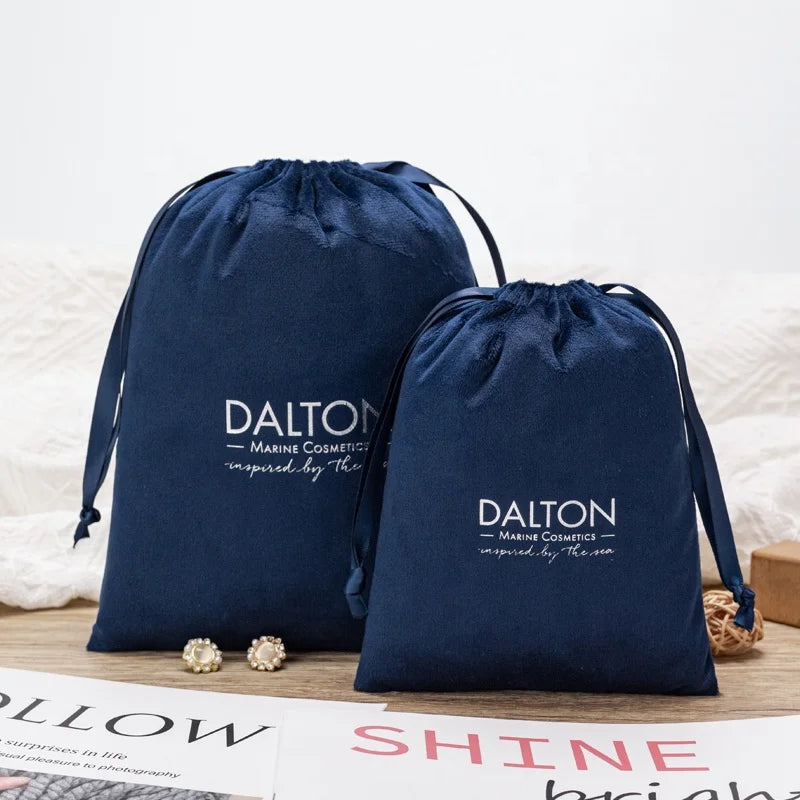 Custom Designed Logo Colored Velvet Disposable Custom Size Gift Sack Drawstring Jewelry Pouch Packaging Luxury Dust Bag Perfume