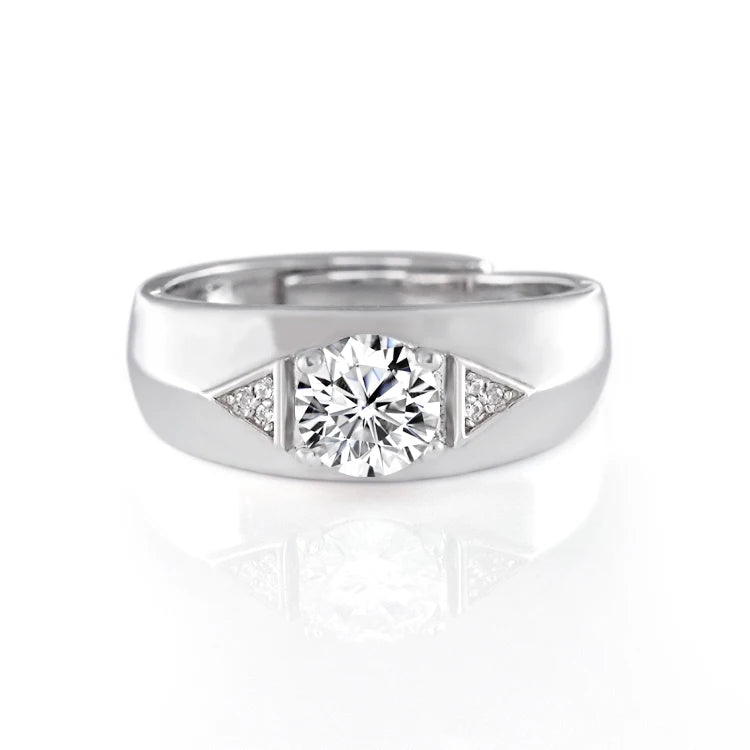 Wholesale Moissanite Jewelry Antique 925 Sterling Silver Rings 1CT D VVS Moissanite Diamond Rings for Man