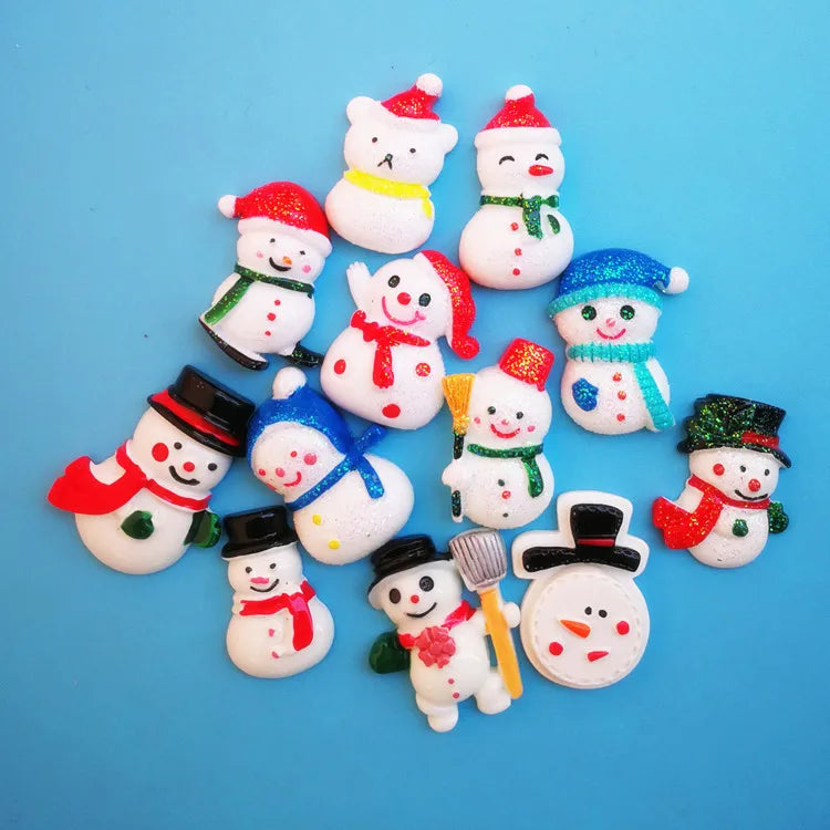 Christmas Winter Love Song Snowman Christmas Flatback Cabochon Accessories Small Gift Toy