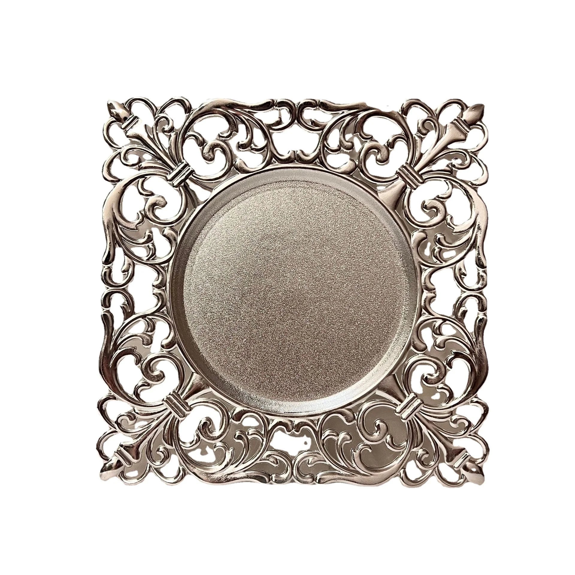 Wholesale 12\" Retro Gold Plastic Charger Plates Eco-Friendly Wedding and Party Table Decoration 30cm Square Plate