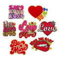 Wholesale Valentines Day Iron on Chenille Patches Custom Large Letter Heart Glitter Love Iron on Chenille Patches for Clothing