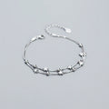 Trendy Cute Beaded 925 Sterling Silver Double Layer Chain Star Charm Bracelet Jewelry Women