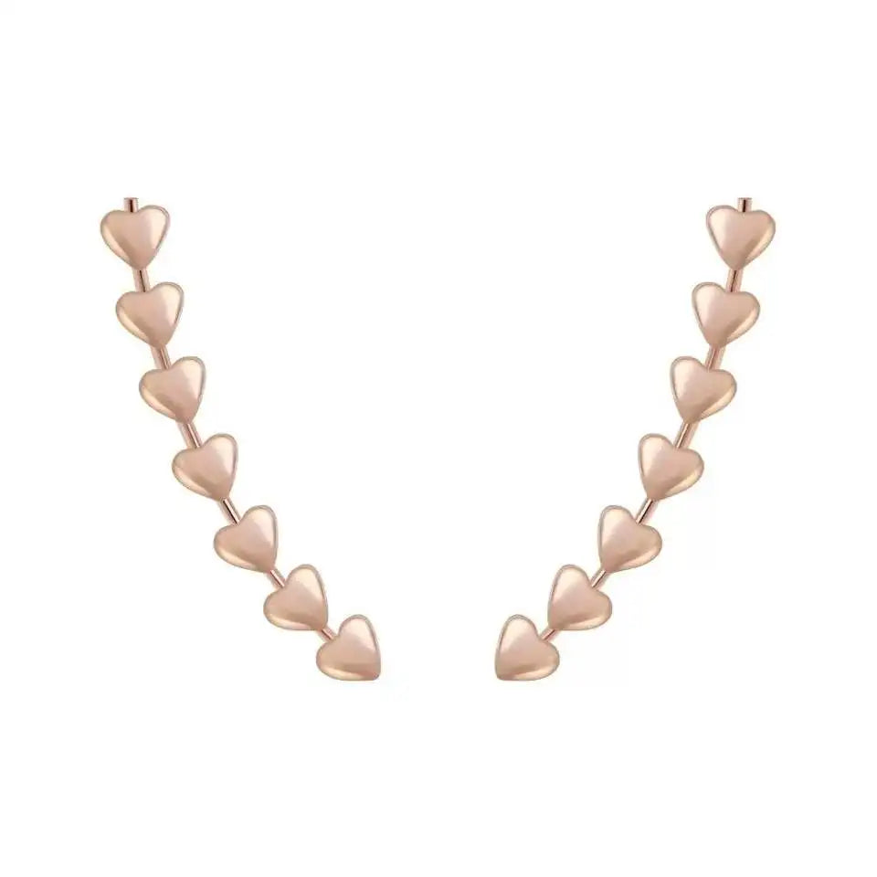 ZHILIAN 925 Sterling Silver Jewellery Stud Earrings Small Heart Square Design Climber Earrings