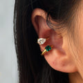 2024 Dazan Autumn Winter 18k Gold Plated Unique Hypoallergenic Stainless Steel Lovely Elegant Green Zircon Ear Stud Earrings