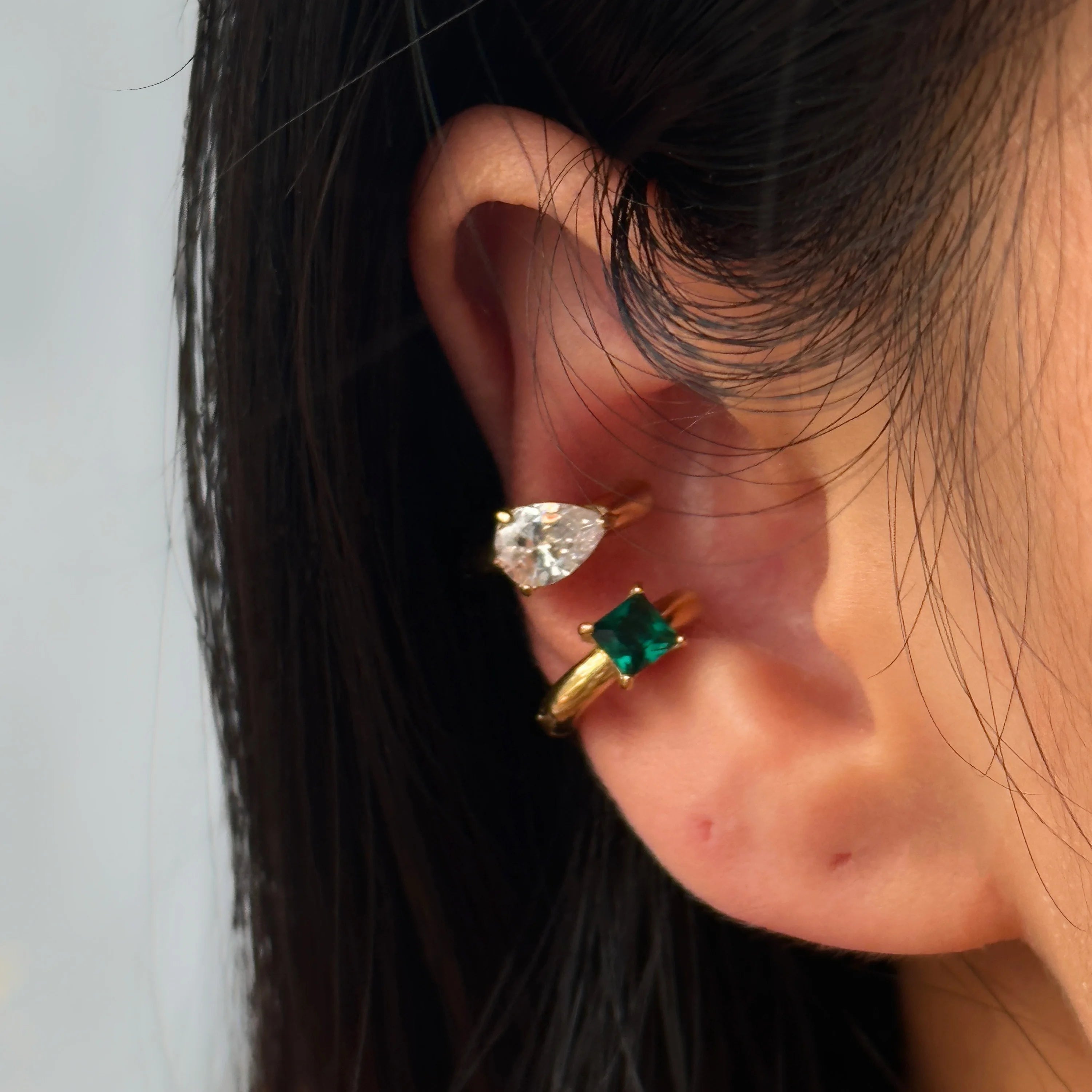 2024 Dazan Autumn Winter 18k Gold Plated Unique Hypoallergenic Stainless Steel Lovely Elegant Green Zircon Ear Stud Earrings