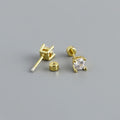 Simple Fashion 925 Sterling Silver Earrings for Women Multifunctional Ear Bone Jewelry Screw Perforated Stud Zircon Gold Party