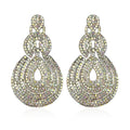 Fashion Jewelry New Arrival Statement Round Colorful Rhinestone Oval Drop Earrings Geometric Crystal Hoop Drop Earrings