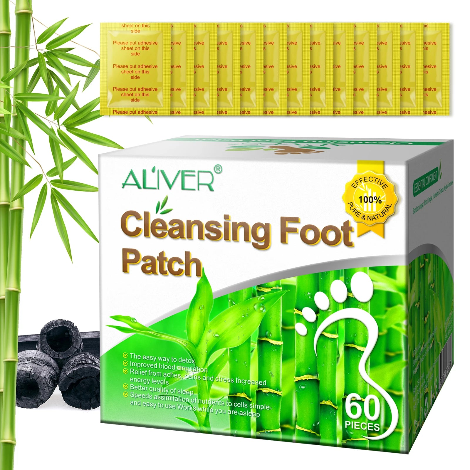 ALIVER Improved Blood Circulation Relief Herbal Kinoki Detox Foot Patch