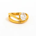 Trendy Simple Gold Plated 18K Stainless Steel Ring High End Double-Layer Lines Goose Egg Zirconia Fashionable Oval Ring Jewelry MegaBDM