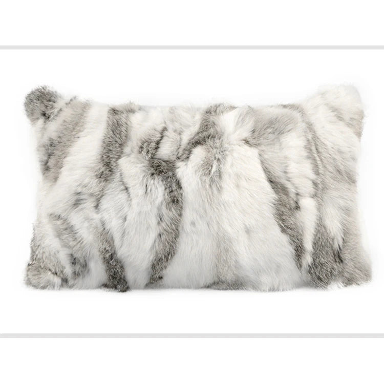 MWFur Fashion Fur Pillow Case Home Decoration Patchwork Fur Pillowcase Rabbit Fur Pillow Cover Bedroom