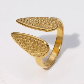 Beimai OEM Ring 18k Gold Stainless Steel Non-fading Wing Open Ring