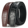 White Stitching Fashion Automatic Belt Strap Cowhide Split Leather Belts for Men No Buckle