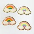 Trendy Make-up Bag Accessory Strong Adhesive Fabric Stickers Gold Glitter Trim Stick on Embroidery Chenille Rainbow Patches