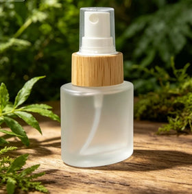 20nl Real Bamboo Cosmetic Bamboo Spraye Frosted Glass Bottle Small Cosmetic Package