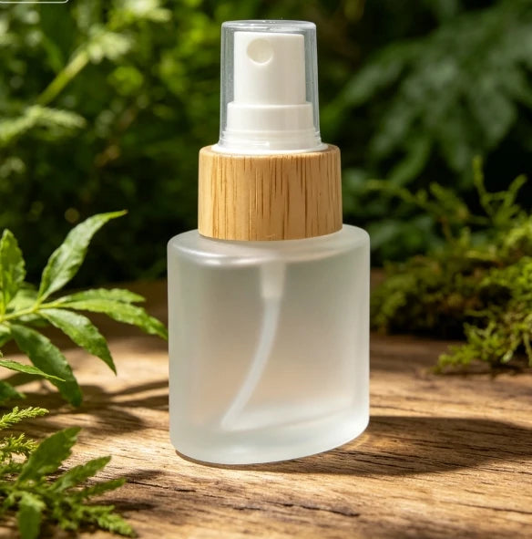 20nl Real Bamboo Cosmetic Bamboo Spraye Frosted Glass Bottle Small Cosmetic Package