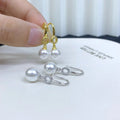 E2131 8-9mm DIY Natural Freshwater Pearl Charm Earrings Mounting Accessory 925 Sterling Silver Gold Plated  Jewelry for Women