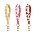 Hand Woven Boho Crochet Rose Flower Wrist Strap Lanyard Keychain Car Keys Backpack Bag Accessories Rope Keychain