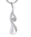 Vintage Teardrop Crystal Cremation Pendant Stainless Steel Water Drop Urn Necklace Ash Memorial Keepsake Jewel Christian Cute