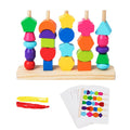 Montessori Baby Wooden Matching Shapes Colors Sorter Educational Stacking Blocks Lacing Beads Toys for Toddlers