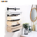 Modern Matte Black 5-Layer Towel Rack Bathroom Rack Towel Shelf and Holder