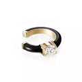 LOZRUNVE 925 Sterling Silver Gold Hip Hop Single Solitaire Diamond CZ Enamel Ear Cuff Earring