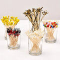 Wholesale 100Pcs Bamboo Disposable Food Picks Multi Kinds Decorative Hotel Bar Cocktail Sticks Appetizer Picks Fruit Fork