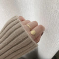Women Trendy 18K Gold Plated Stainless Steel Four Leaf Clover Adjustable Chain Link Ring