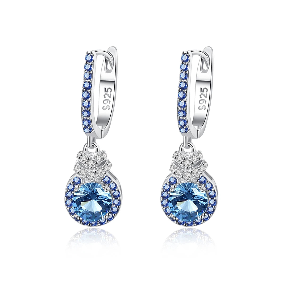 CZCITY Small Hoop Earring Women Female Jewelry 925 Sterling Silver Gemstone Drop Earring Huggies Round Diamond Earring