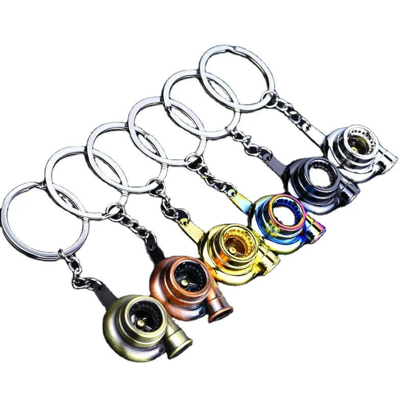 Spinning Turbo Keychain Accessories Hot Sale Automotive Car Part Keychain Turbine Turbocharger Sleeve Bearing Keychain Keyring