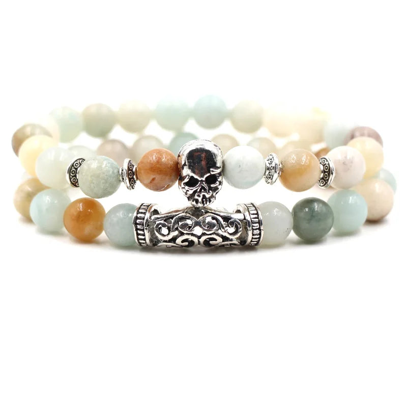 MANCHAO Hot Selling 8mm Stone DIY Jewelry Bracelet Men's and Women's Fashion Owl Elbow Set Elegant Bangles