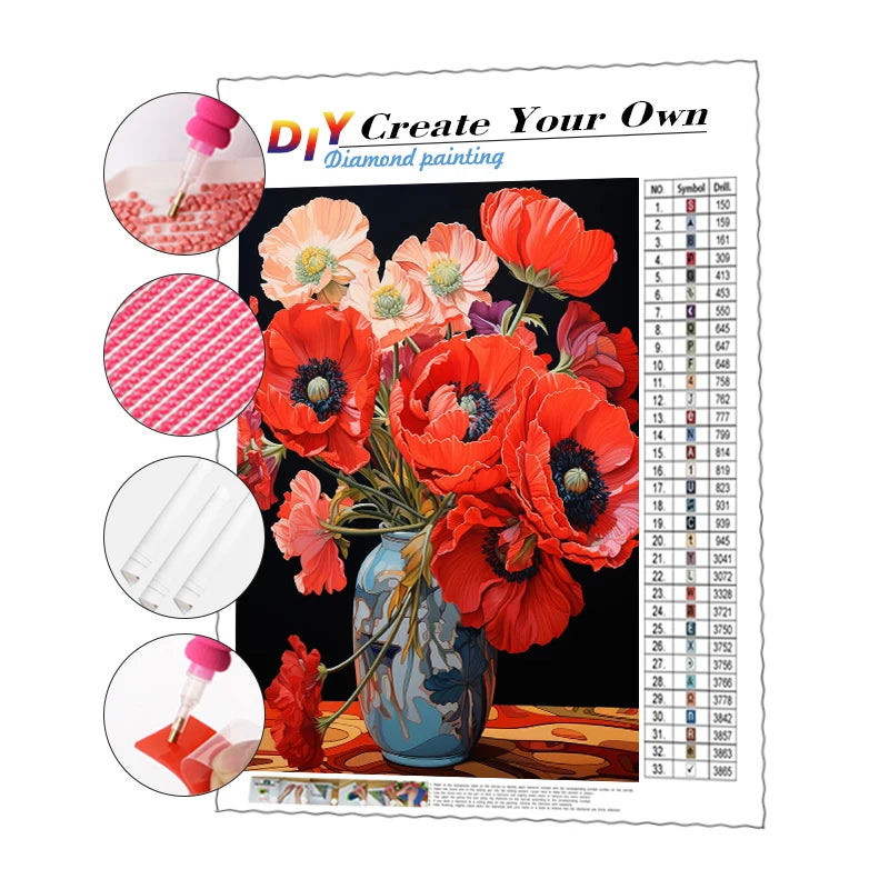Best Seller 5D Diy Diamond Painting Kit Vase Customized Picture Flannel Resin Diamond Square Diamond 30X40CM