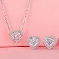 Wedding Jewelry Set Earrings and Necklace CZ Gemstone Heart Necklace Earrings 925 Sterling Silver Engagement Jewelry Set