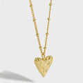 FUAMAY 925 Silver 18K Gold Plated Silver Heart Shape Bead Chain Pendant Necklace