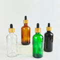 100ml Clear Black Green Amber Transparent Wooden Closure Dropper Cap Cosmetic Glass Essential Oil Bottle Premium Quality