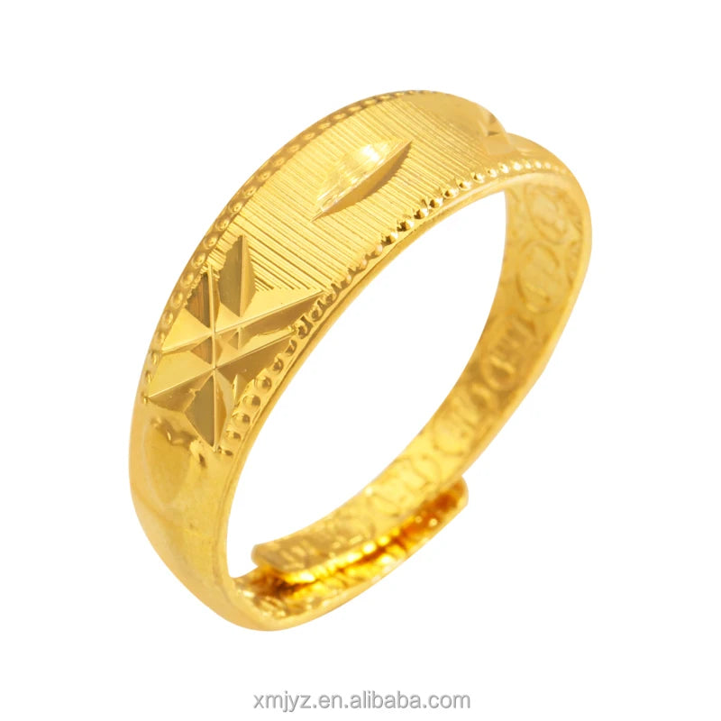 Flower Blooming Wealthy Open Ring Fashion European and American Gold Flower Ring Gold-Plated Jewelry Wholesale