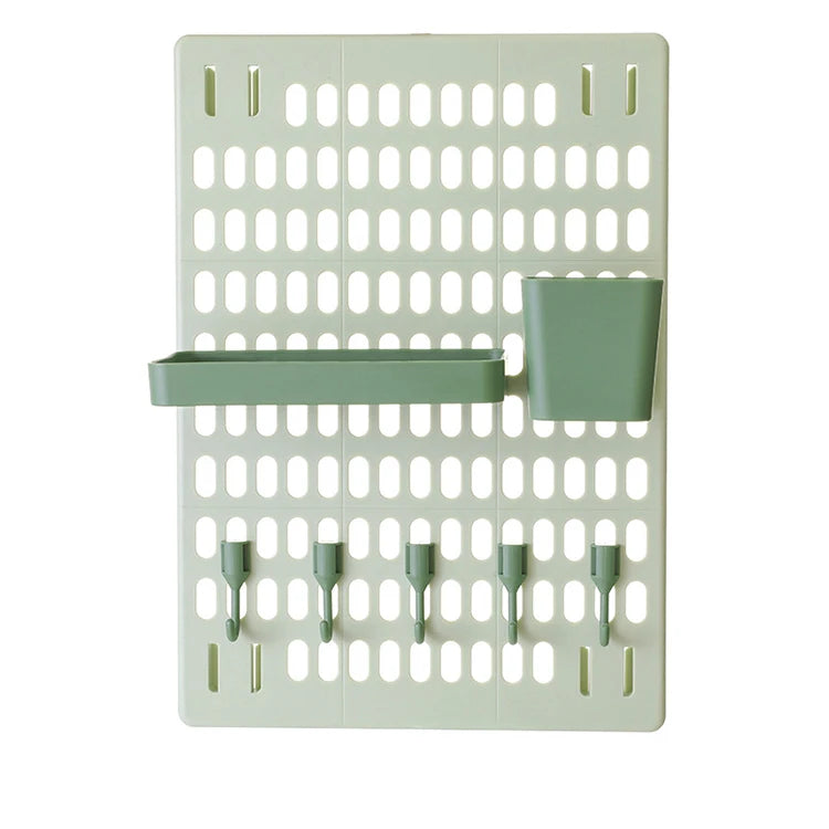 Online Top Sellers Home Kitchen Bathroom Wall Mounted Punch Free Storage Rack Peg Board