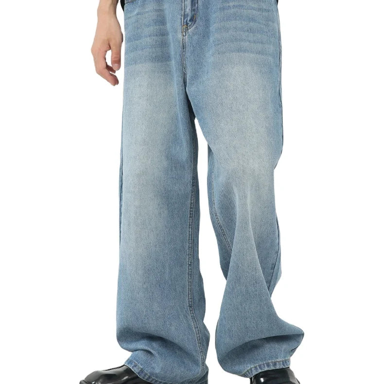 Vintage Washed Baggy Cargo Pants Men Wide Leg Streetwear Denim Jeans Custom Logo Loose Fit Trousers Manufacturer