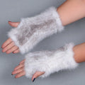 MWFur Winter Fashion  Fur Fingerless Mittens Mink Fur Gloves for Women Luxury Fur Gloves Hand Knitted Hand Warmer