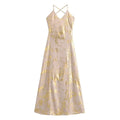 2024 Spring/Summer Ladies Elegant Metal Hot Gold Halter Long Dress Knee-Length with Empire Waistline