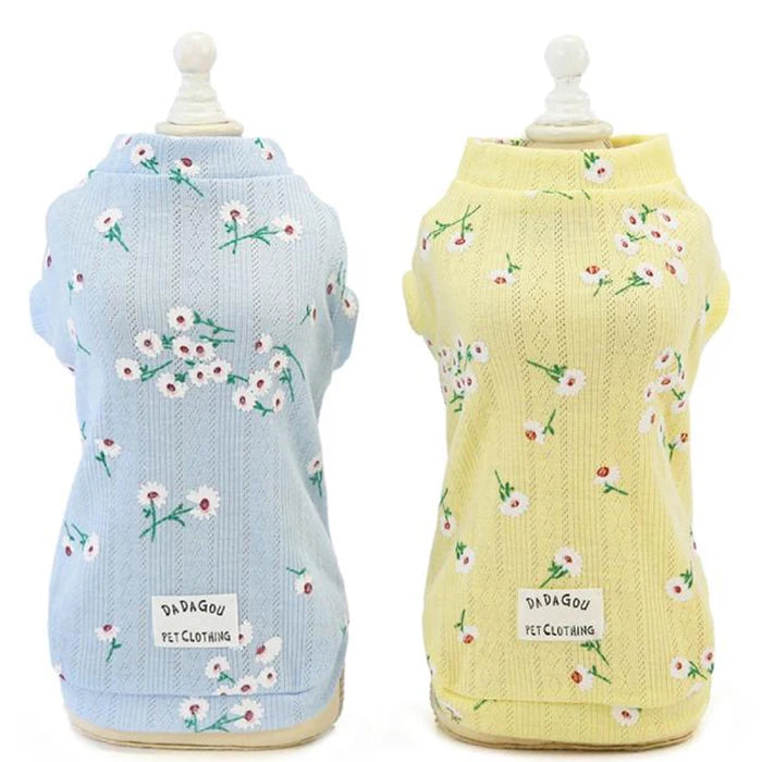 Wholesale Soft Fashion Spring Flower Dog Knitted Shirt
