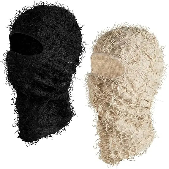 Wholesale Distressed Ski Fashion 100% Cotton Striped 1 Hole Ski Mask Beanie Winter Warm Face Knitted Sports Party Daily