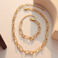 Women's Fashion Clavicle Chain Stainless Steel Jewelry Geometric Necklace Elegant Cross Chain Necklace Bracelet Jewelry Set