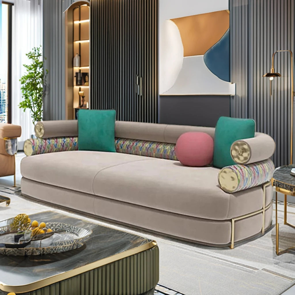 Medusa Carezza Italy Designer 3-Seater Luxury Modern Creative Velvet Sectional Sofa Set Convertible Solid Wood Frame for Living